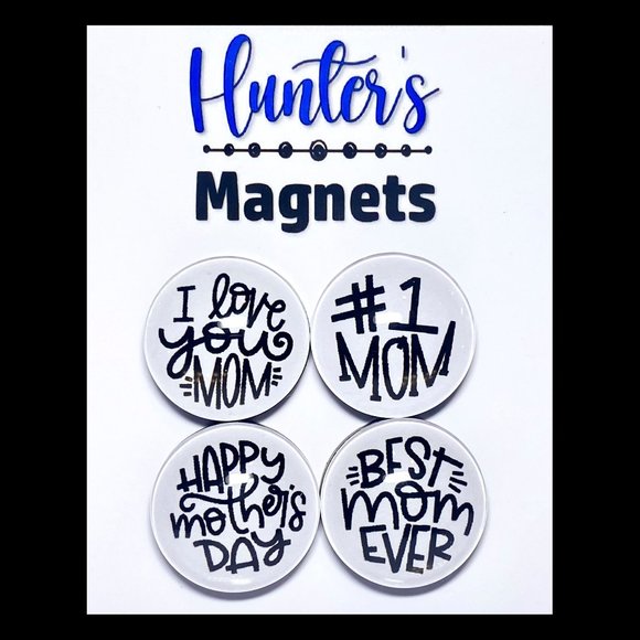 Set of 4 Magnets - Best #1 Mom Glass Refrigerator Kitchen Whiteboard - Picture 1 of 3